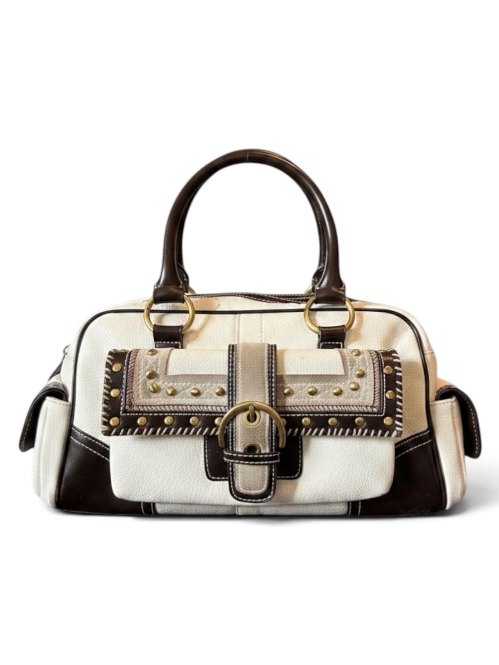 Vintage Inspired Y2K Coach Hampton 9268 Two-Tone Satchel